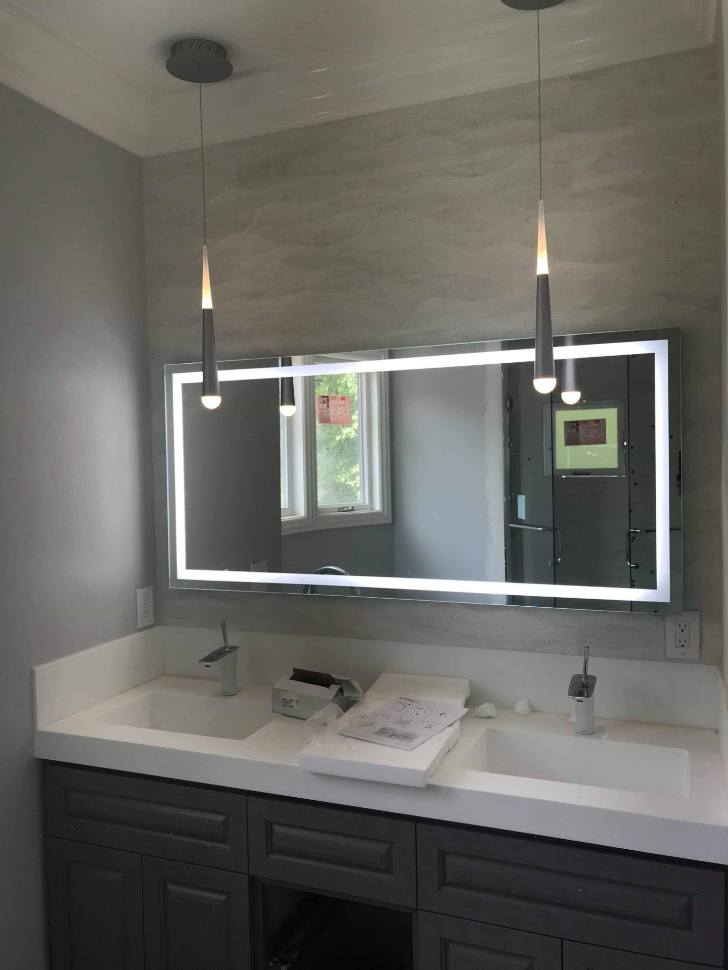 LED lights on mirror